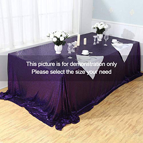 Poise3Ehome 60×120'' Rectangle Purple Sequin Tablecloth For Party Cake Dessert Table Exhibition Events, Purple #TOP1