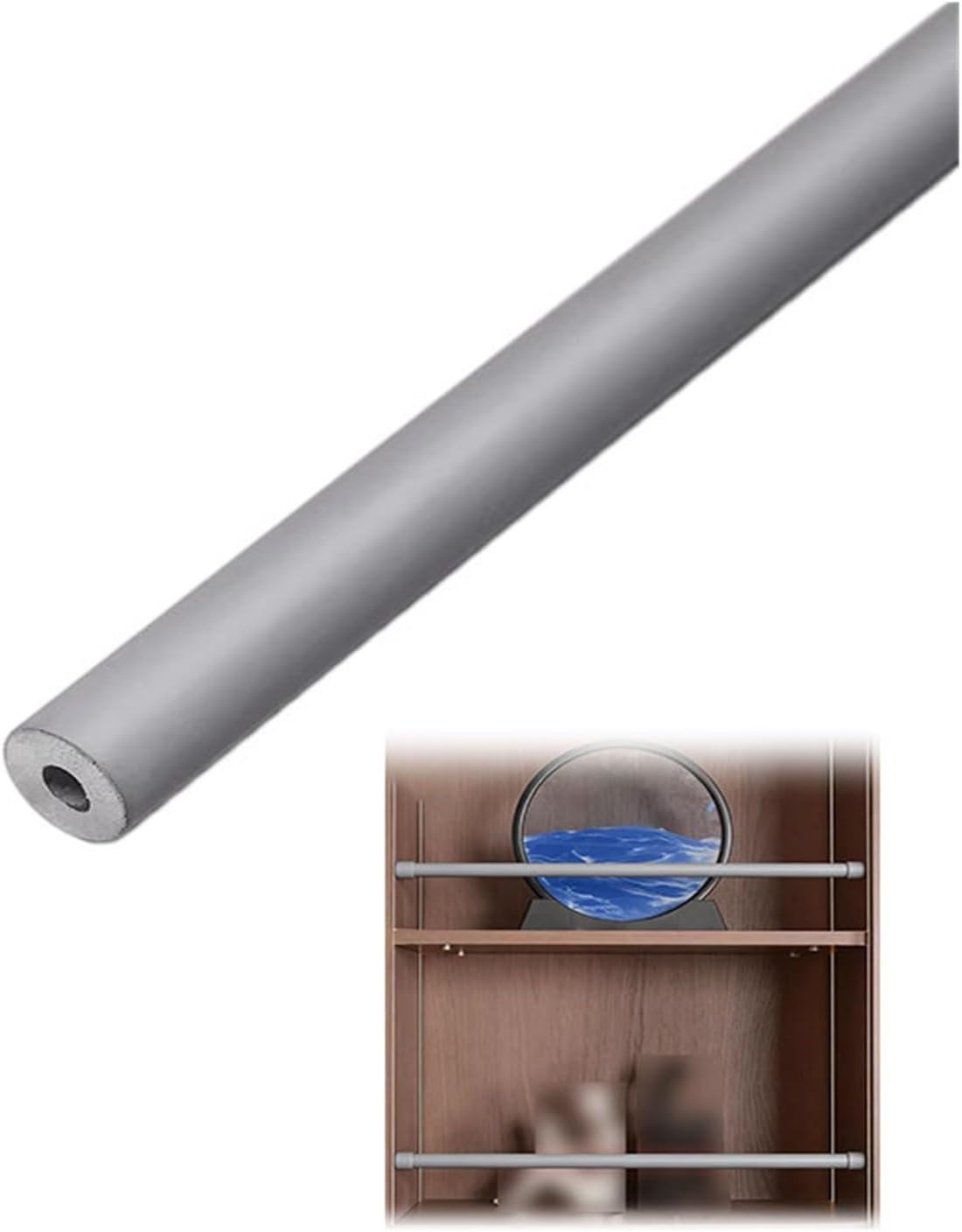 Aluminum Guardrail Bar for Cabinets & Wardrobes, 60cm Round Tube Railing, Decorative Shelf Front Fence Rod (Milk Color) - Sturdy & Stylish Home Accessory