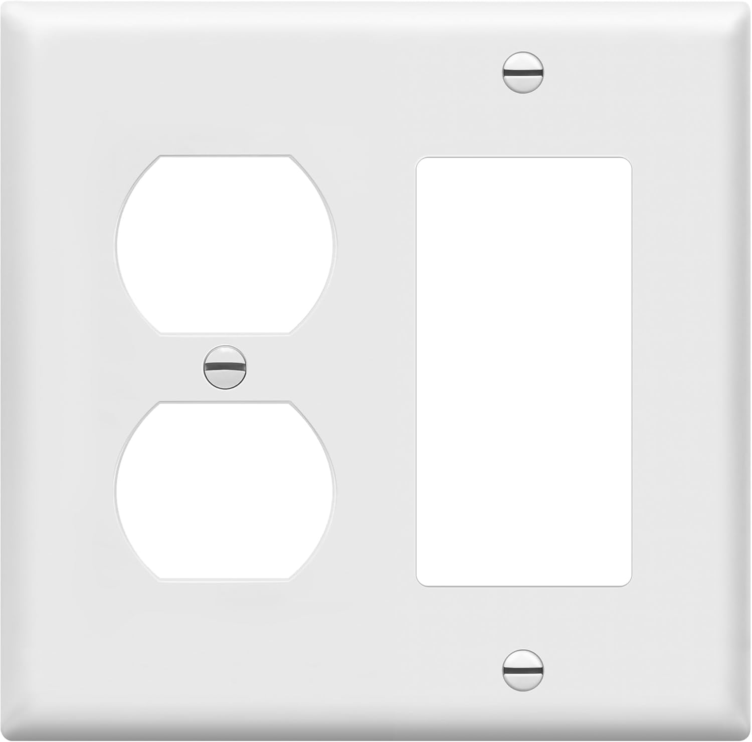 ENERLITES Combination Duplex Receptacle Outlet/Decorator Rocker Light Switch Wall Plate Cover, Standard Size 2-Gang 4.50" x 4.57", Polycarbonate Thermoplastic, UL Listed, 882131-W, White