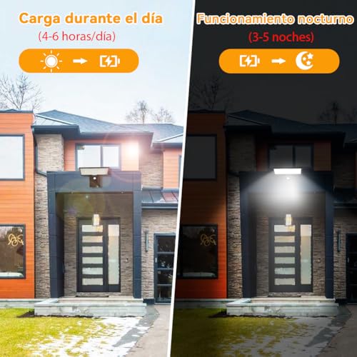 JESLED Luz Solar Exterior, 2 Paquete 90 LED, Foco Potente con Sensor de Movimiento, Impermeable con 4 Modos Inteligentes para Jardín, Patio, Camino, Escalera - Image 5
