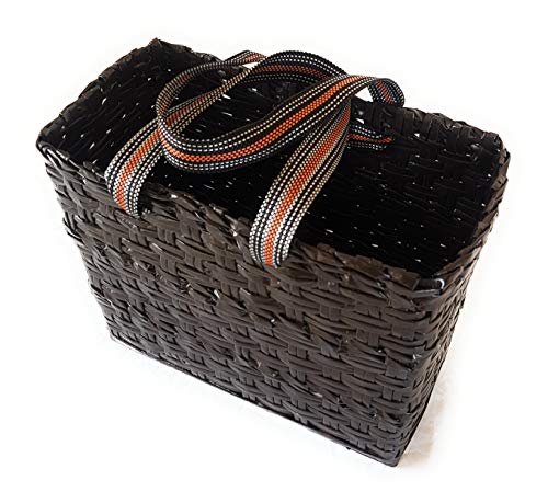 Image of Paperus, Large Lunch Bag, Picnic Basket, Carry Bag, Handbag, Tiffin Basket for Office, Rectangular, Eco-Friendly, Handmade, of Paper Ropes, in Inch 11 H, 14 L, 7 Wide Base Brown