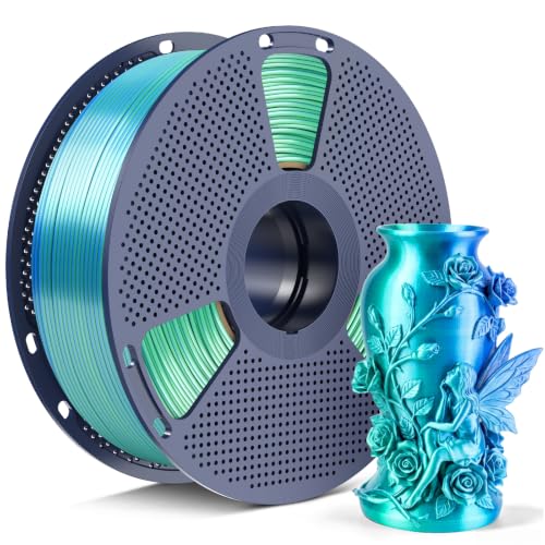 Image of SUNLU Silk Dual Color PLA+ Filament 1.75mm, Blue Green 2-in-1 Coextrusion Filament, Color-Shifting Chrome-Like Shine, Dimensional Accuracy + /- 0.02mm, 1kg Reusable Spool (2.2lbs)