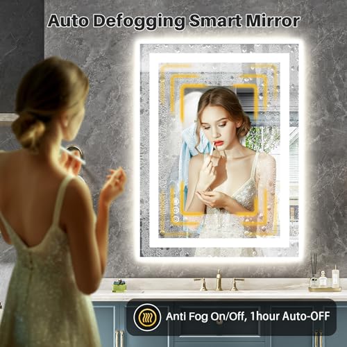 Image of Briivue 20x28 Inch LED Bathroom Mirror with Lights, Backlit & Front Lit