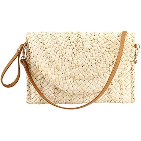 XUDREZ Women's Straw Shoulder Bag Straw Clutch Purse Summer Beach Bags Crossbody Wallet Woven Handbags (Beige) Cover