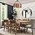 Farmhouse Rustic Drum Chandelier,Modern Industrial 4-Light Wood Grain Round Black Metal Hanging Pendant Light Fixtures for Dining Room,Kitchen Island,Entryway,Foyer