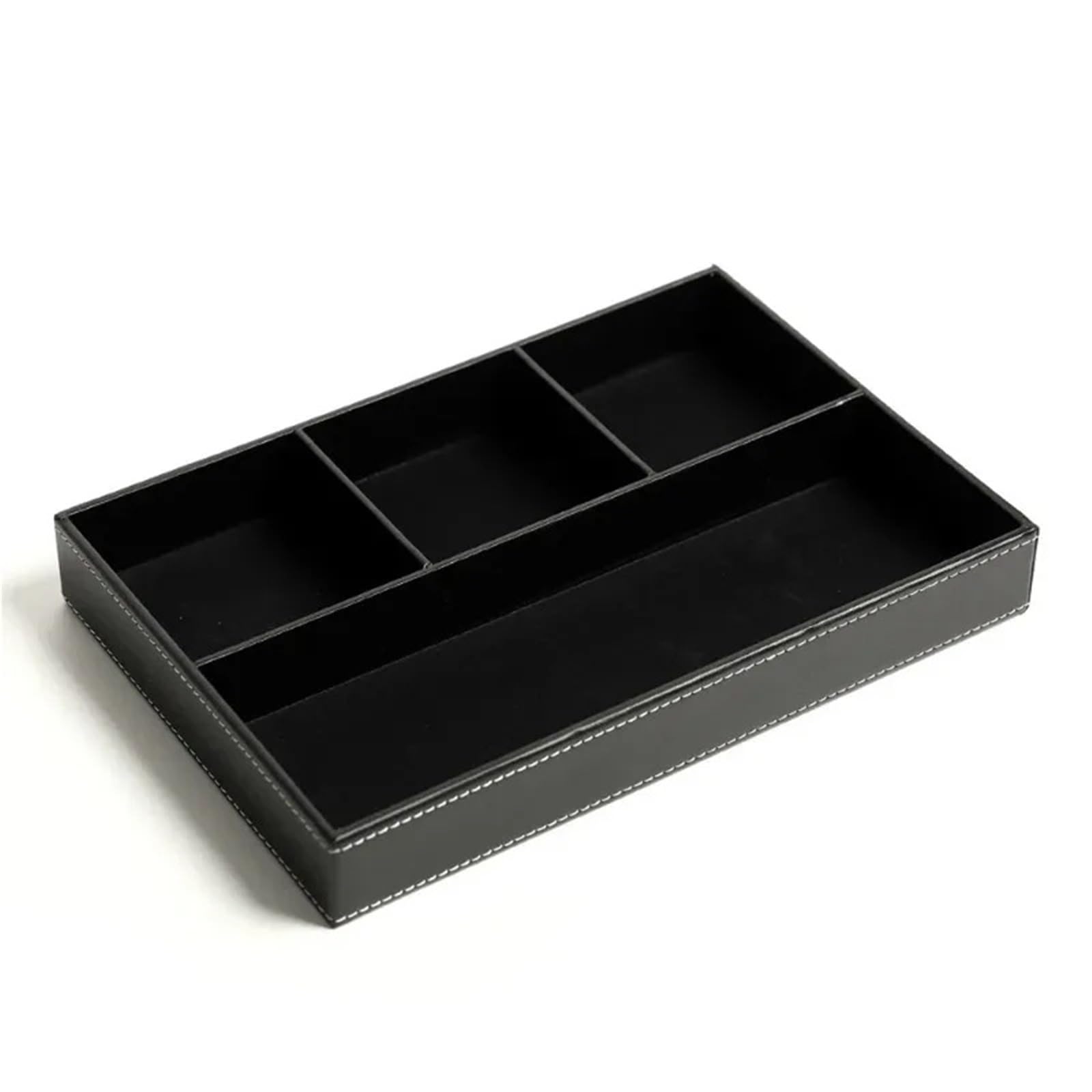 Contenedores de almacenamiento gran capacidad, caja for mandos a distancia, organizador cuero PU, bandeja, llaves, suministros oficina Para Sala De Estar(Black)