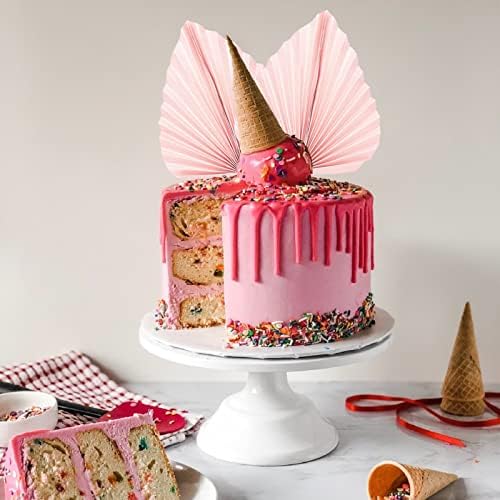 4 Pcs Paper Palm Fan Cake Toppers, Palm Leaf Fan Cake Topper Palm Spear Leaf Cupcake Toppers Cake Insert Decoration For Cake Decorating DIY Craft Project Home Wedding Party Décor, Pink