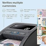 Safescan Wersja 155-S 2023 – automatyczny wykrywacz fałszerstw, który sprawdza banknoty w czterech kierunkach z dokładnością 100%, odpowiedni dla wielu walut