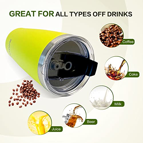 Saseum 20 Oz Insulated Tumbler With 2 Straws And Lid Coffee Mug Reusable Stainless Steel Water Bottle Suitable For Sports Venues And Offices, Keep Iced Drinks Or Coffee Hot And Cold, Yellow #TOP5