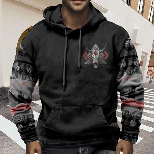 ZOCAVIA Men's Aztec Western Hoodie Cowboy Pullover Hoodie Oversized Vintage Country Sweatshirt Graphic Hoodie Plus Size3