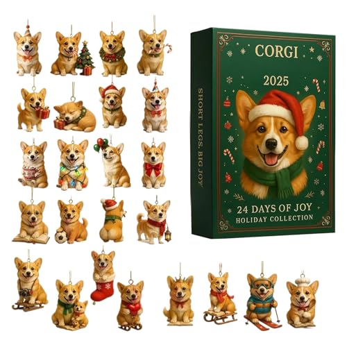 Dog Advent Calendars Corgis Advent Calendars 2025, 24 Days Christmas Countdown Calendar with Cute Corgis Mini Ornaments, Dog Advent Calendars 2025, Puppy Themed Present Set, for Dog Lovers, Kids and Adults