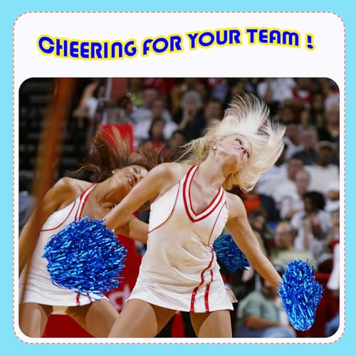 100pcs Blue Metallic Cheerleader Pom Poms with Baton Handle for Kids Adults Cheering Spirit Sports Party Dance Sportsteam - Thumbnail 7