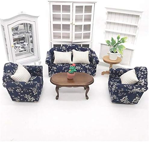 Miniatura 3 de EatingBiting 112 Casa de muñecas Muebles en miniatura Sofá 1 sofá doble + 2 sofás individuales Juego de 3 piezas Sala de estar 112 Casa de muñecas