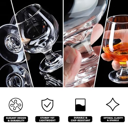 Image of Brandy Glasses Set of 6, Crystal Cognac Glasses, Snifter Glass, Bourbon Tasting Glasses, Old Fashioned Glass, Port Glasses, Whiskey Glasses For Wine, Bourbon, Cognac, Brandy, Scotch