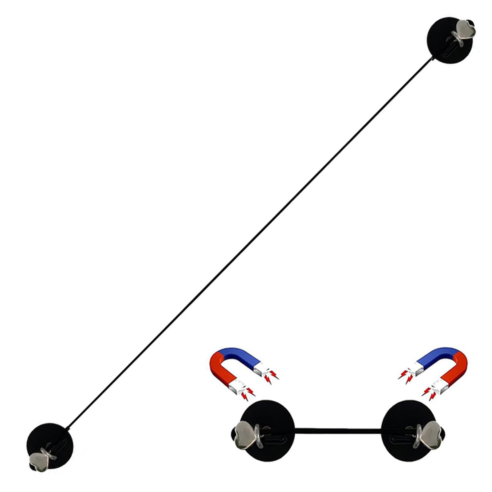 Tringle magnétique pour rideaux réglable et barre aimantée pliable blanche