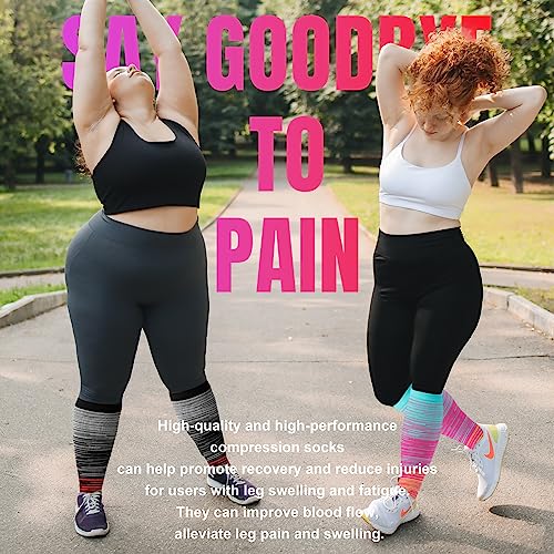 Image of bropite 3 /4 Pairs Plus Size Compression Socks for Women & Men 20-30 mmhg-Extra Wide Calf Support Socks for Medical,Running
