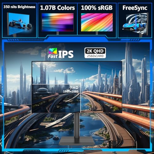 Z-Edge AGEX 27 Inch QHD Gaming Monitor 144Hz 2K 2560x1440 Fast IPS MPRT 1ms LED-monitor, 350 cd/m², FreeSync, HDR10, DP & HDMI, Hoogteverstelbaar, Kantelbaar, Draaibaar, Pivot, Zwart - Afbeelding 4