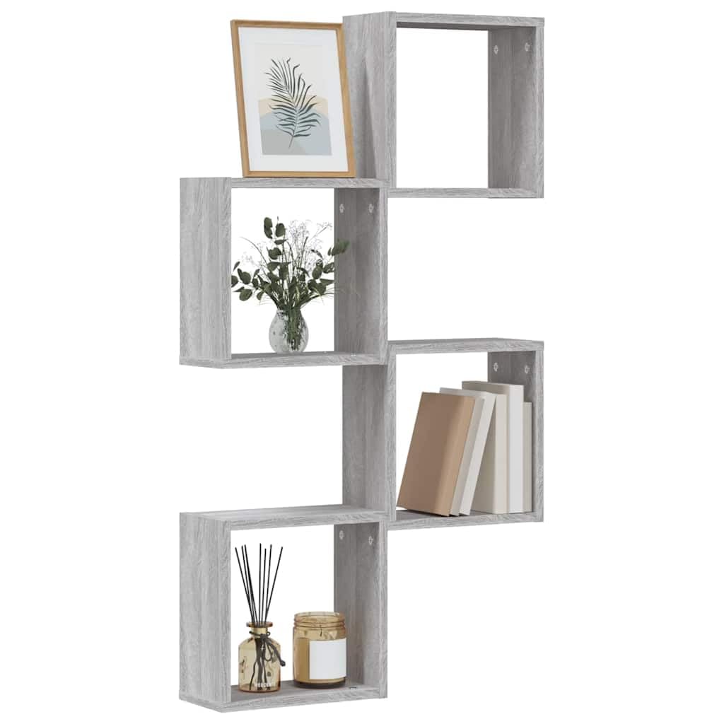 vidaXL Estantes Cubo de Pared 4 Unidades Gris Sonoma 30x15x30 cm, estantería de Pared, estantería Flotante, Armario de Pared, Estante de Pared