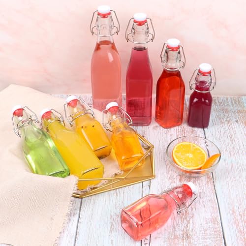 CAKKVDE 12 Pack 16oz Swing Top Glass Bottles,Flip Top Glass Bottle,Square Bottles with Airtight Stoppers for Kombucha, Kefir, Vanilla Extract, Beer