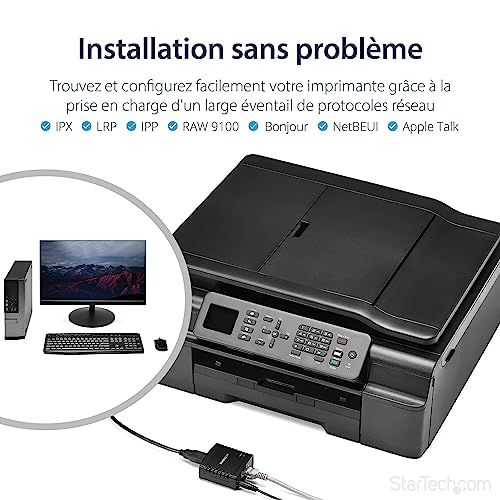 Serveur d'impression USB StarTech.com compact et performant conforme au protocole réseau LPR - 4