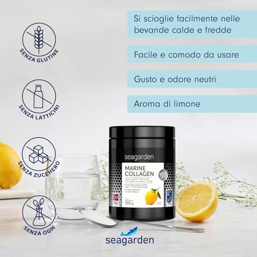 Seagarden Collagene Idrolizzato Marino Puro I dal merluzzo artico norvegese selvatico I Integratore per Capelli, Pelle, Ossa e Articolazioni| in Polvere I Gusto di limone I 300 g - 3