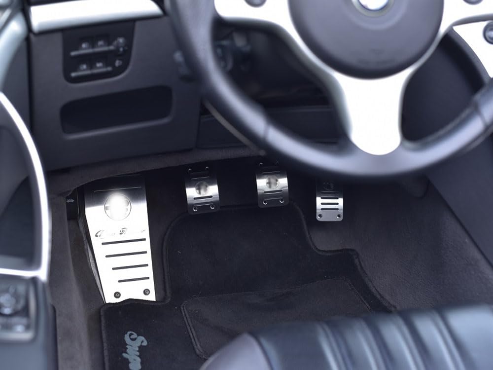 Pedale Set mit Fußstütze Stahlabdeckung für Alfa_Romeo 159 & BRERA & SPIDER (939) - Schaltgetriebe - 4 Stück Ti Design Auto Pedal Pedalkappen Brems Gas Kupplungspedal Fußablage Fußpedal Edelstahl