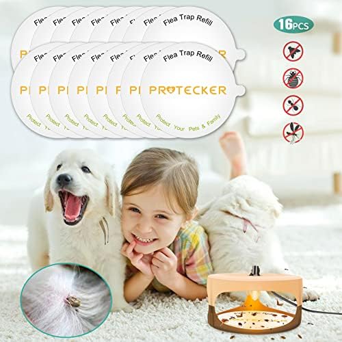 Flea Traps Pad for Inside Your Home,Flea Traps Refills Discs for Indoor, Flea Sticky Pad Dome Pest Trapper for Bugs Fleas Mosquitos, Non-Toxic Odorless Natural Glue Discs Refills for Pet Cat (16 Pcs)