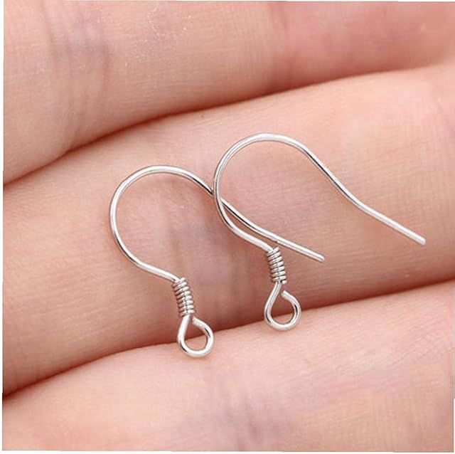TOPofly 10 Pairs 925 Sterling Silver French Wire Earring Hooks Fish Hook Earrings Sterling Silver Earwires for DIY Jewelry Customize Making