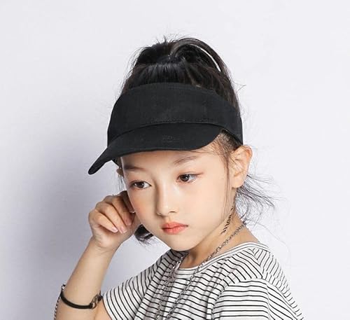 Baby Sun Visor Hats Boys Girls Sun Hats Buckets Hat Child Cotton Visor Caps Summer Beach Uv Protection Caps Wide Brim Visor Pool Tennis Hats Sunhats Wide Brim Visor For Baby 1-8 Years Black #TOP2