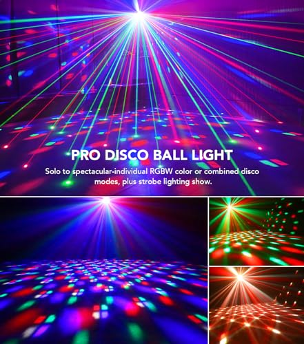 Image of DJ Light with Stand, Pro 6 in 1 DMX & Sound Activated Laser Show Machine with Disco Ball Lights, RGBW & UV Strobe Party Lights with Dj Light Stand for Home Party Gig Bar Stage Lighting