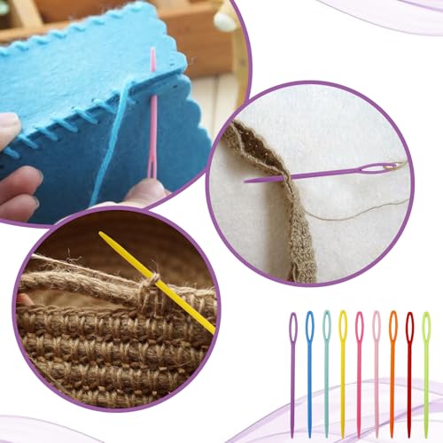 Image of 100 Pcs 2.7 inch & 3.5 inch Large Eye Plastic Sewing Needles, Yarn Needles, Tapestry Needle Weaving Darning Needles Safety Plastic Lacing Needles Crochet Accessories for DIY Beginner Sewing Handmade Crafts