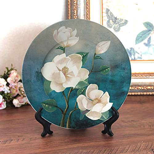 Kalen White Flower Decorative Plate Ceramic Plate Custom For Home Decor Porcelain Plates With Display Stand - 8 Inches #TOP2