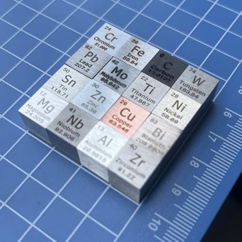 Image of 16 Pcs Element Cube Set 0.39 Inches(10mm),Density Cube Set for a Periodic Table of Elements Collection -Copper Iron Zinc Titanium Aluminum Bismuth Tungsten Chromium. 0.39 in Pure Tungsten Cube