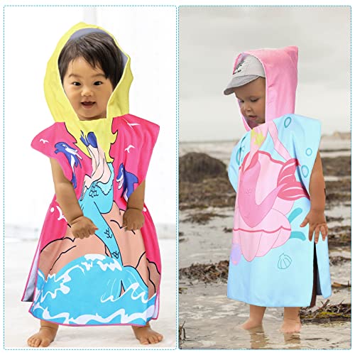 Bonuci 6 Pcs Kids Hooded Beach Towels 47 X 24 Inch Baby Toddler Unicorn Mermaid Hooded Bath Towel For 1-7 Years Girls Boys Absorbent Quick Dry Kids Pool Swim Camping Towels With Hood, 6 Styles #TOP5