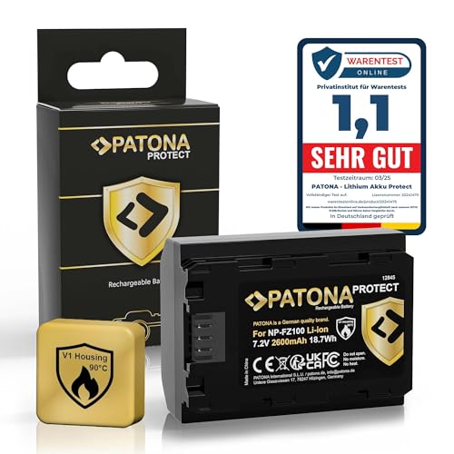 PATONA Protect NP-FZ100 Batterie 2600mAh pour Sony NP FZ100, 2600mAh