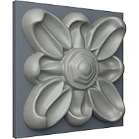 Vista 5 de Ekena Millwork ROS03X04EM Roseta cuadrada de flor de esmeril, 3 7/8 pulgadas de ancho x 3 7/8 pulgadas de alto x 3/4 de pulgada, imprimado