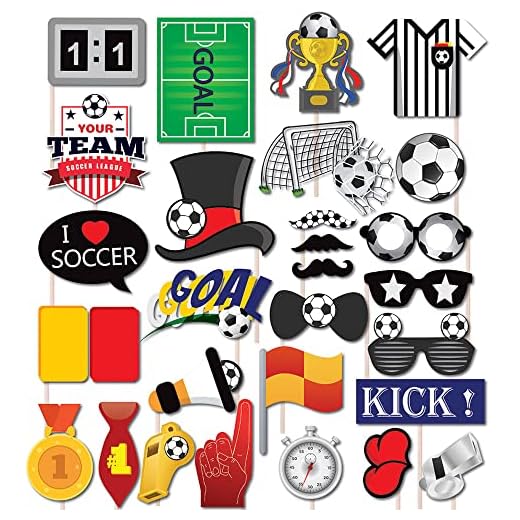 YGCHEN Photo Booth Fútbol Photocall Accesorios de Fotomatón para Juegos Temáticos de Fútbol Fotos de Bodas Navidades Cumpleaños Fiestas Self Photographed (30 Piezas)