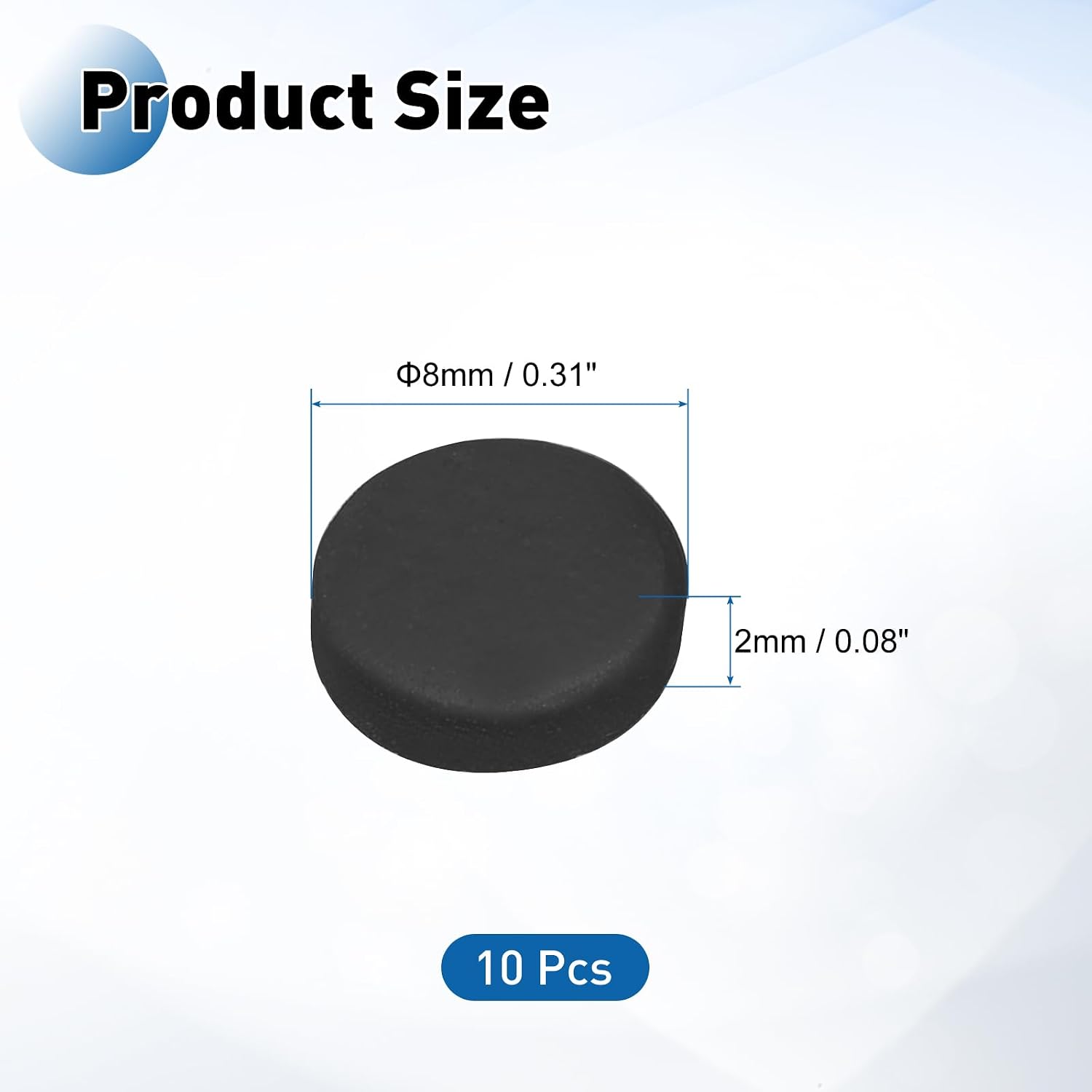 PATIKIL 10 PCS Rubber Solid Discs Washers, 8mm OD x 2mm Thick Rubber Round Gasket Pad Bushings Spacer Washer for DIY Gasket Craft, Black