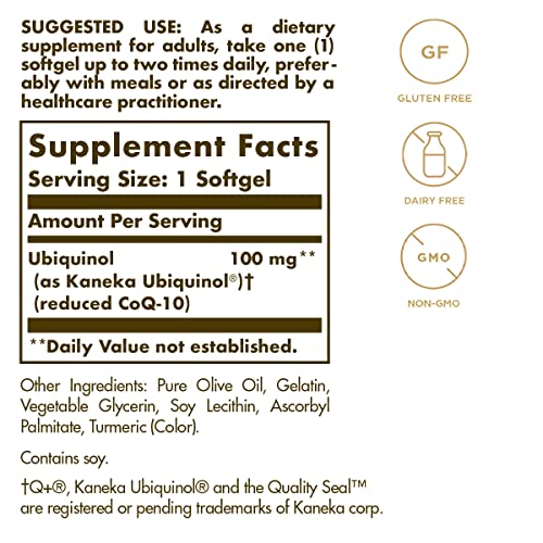 Solgar Ubiquinol 100 mg, 50 Softgels - Advanced Antioxidant Support - image 2