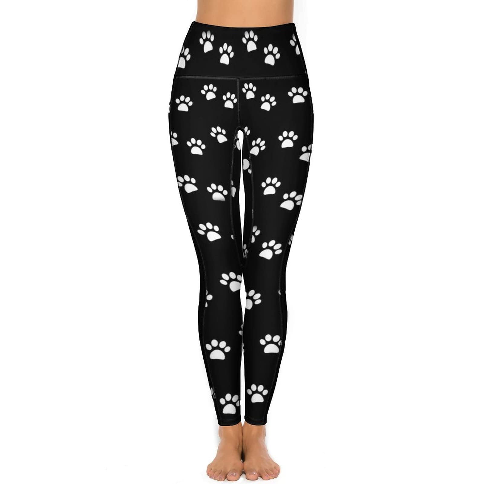 Dgsxynth Women's Gym Leggings, Dog Paw Prints Yoga Pants, High Waisted Sports Workout Leggings with Pockets
