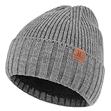 Bequemer Laden Gorro de Invierno para Hombres, Gorra Skull Forrado de Polar Tejido Caliente para Esquí Nieve Regalo Hombre