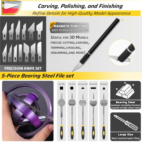 Image of 113Pcs 3D Printer Tool Kit and Accessories with Case incl. Scrapers, Pliers, Files, Deburring, Nozzle Anti-Stick Coating, Lubricant Oil /Grease, Screwdriver Set, for Bambu Lab & all FDM /SLA 3D Printers