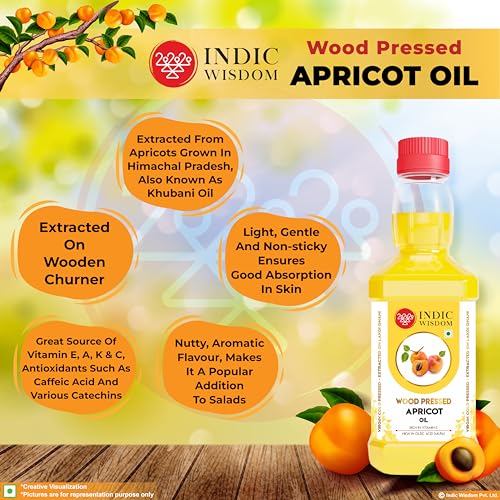 Image of IndicWisdom Wood Pressed Apricot Oil 200 ml (Cold Pressed Apricot Oil - Extracted on Wooden Churner)
