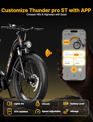 Image of Jasion Thunder PRO /ST Electric Bike,2000W Peak Ebikes for Adults,26''Fat Tire Best Ebike for Men,90 Miles with 1040Wh Battery,35 MPH Max Speed Bicycles,500 lbs Capacity,Certified By UL2849