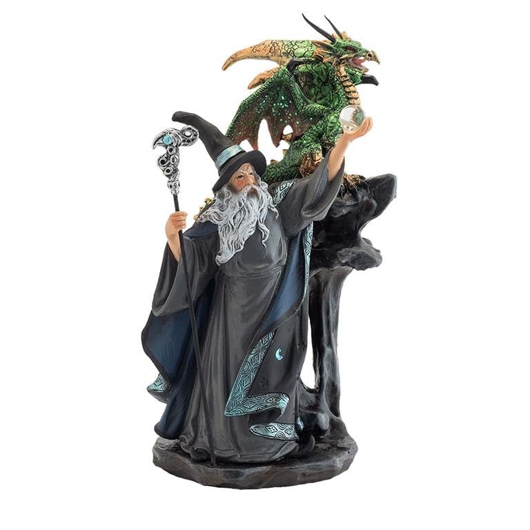 Sorcier debout avec dragon vert pour remplacer la décoration fade par de la magie