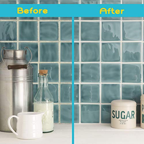 Nadamoo Grout Renew Pen White, 2 Large Size 20Ml Tile Grout Paint Pens, Grout Shine Touch Up Repair Marker Tile Gap Coating- Restore Grout Line, With 2 Replacement Nibs And 1 Cleaning Brush #TOP6