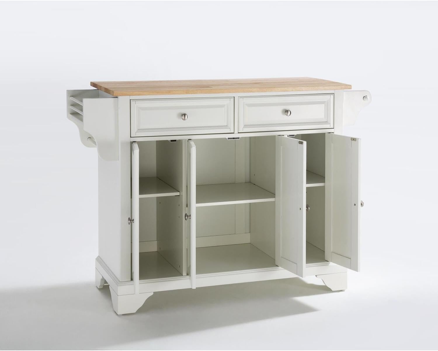 HomeStock Kitchen Island with Wood Top - Full Size, Spacious Countertop, Portable Cart - White