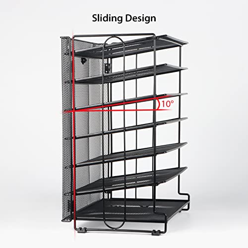 Univivi 7-Tier Tilted Metal Mesh File Paper Tray Letter Organizer, Tilted Trays Desktop File Organizer For Office And Home, Black #TOP1