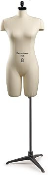 Fabulous Fit Professional Dress Form - Womens Half Legs Style Fully pinnable - Multiple Base Options Black Tripod Base, 0