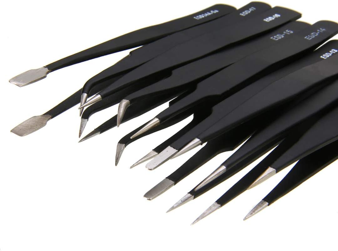 精密ピンセット キット Feita プロフェッショナル テンレス鋼帯電防止ピンセット 電子機器 工芸品 宝石 時計職人 趣味用 黒9個 人気ショップが最安値挑戦